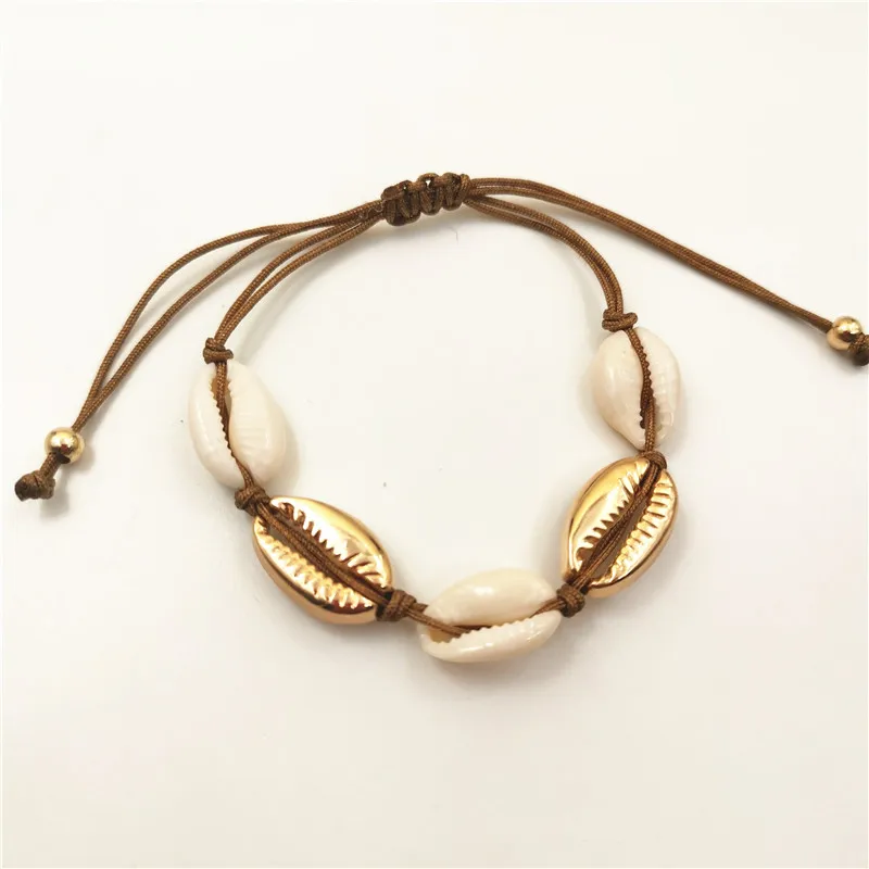 HIYONG Gold Color Cowrie Shell Bracelets for Women Delicate Rope Chain Bracelet Beads Charm Bohemian Beach Jewelry |