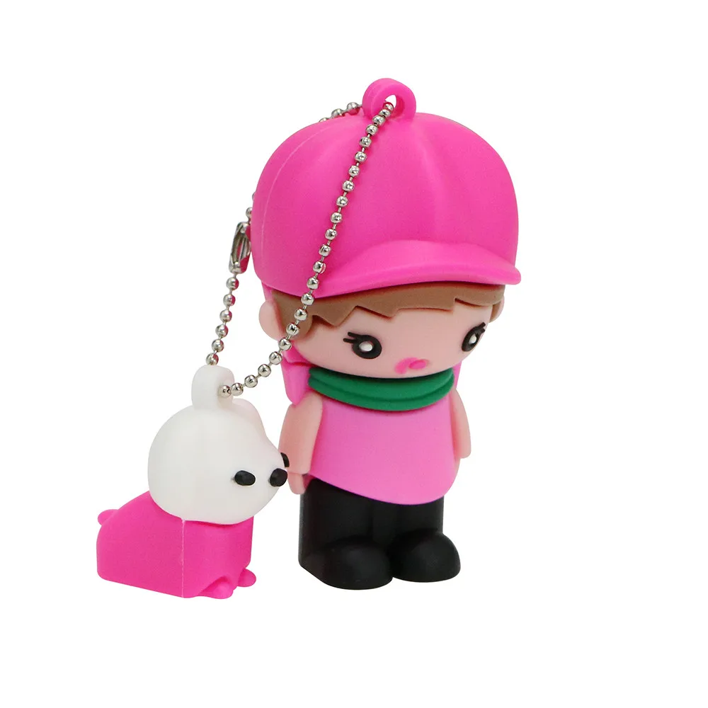 Girl Usb флеш-накопитель на свадьбу, Детские флешки с героями мультфильмов, 4 ГБ, 8 ГБ, 16 ГБ, 32 ГБ, 64 ГБ, 128 ГБ, флеш-накопители Memoria Cle, USB карта памяти, подарки для детей - Цвет: Girl