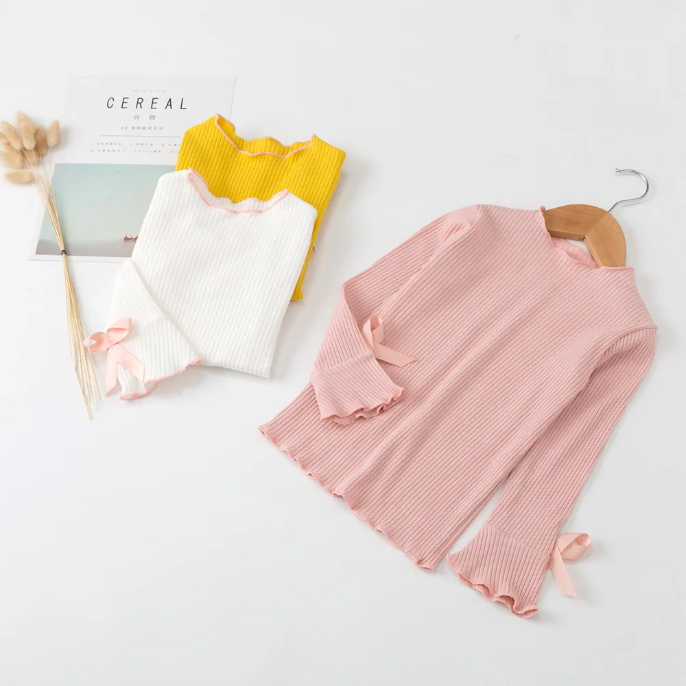 Детский осенне зимний свитер с длинным рукавом и бантом|Свитера| |