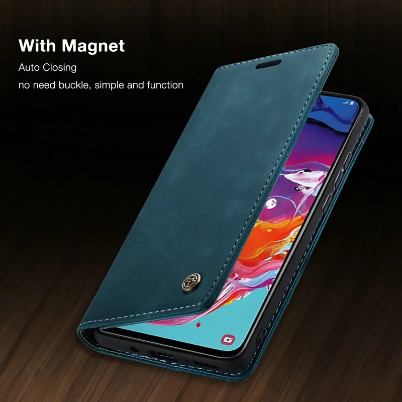 Магнитный чехол CaseMe для телефона samsung Galaxy A70 Ретро Флип-кошелек кожаный чехол для samsung A70 роскошный чехол 360 полная защита