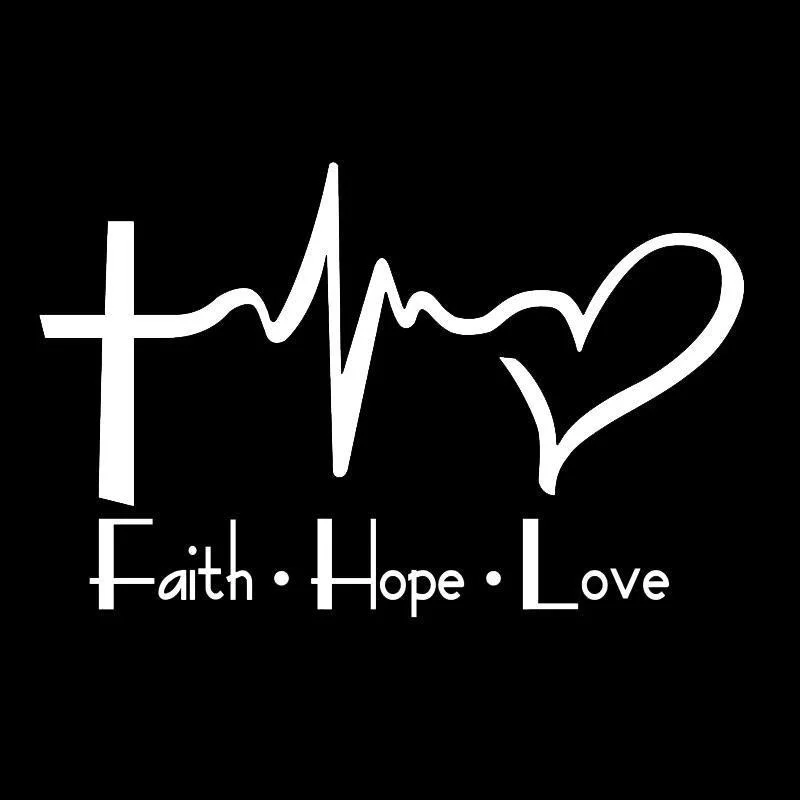 Виниловая наклейка на окно с надписью FAITH HOPE LOVE черная/Серебристая Наклейка 15 5 х9 8