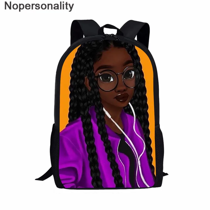Z5116C Nopersonality Black Art Afro Girl Print African Backpack for School Teenage Girls Book Bags Toddler Schoolbag Mochila Escolar - Цвет: Z5116C
