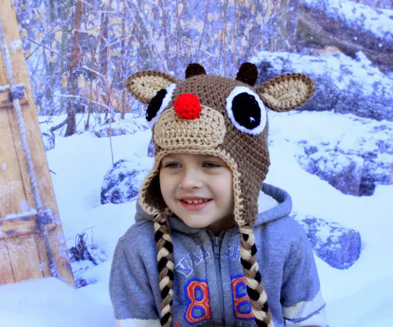 free shipping Lovely Christmas Milu deer baby handmade crochet hat caps PHOTO SHOOT PROP Reindeer |