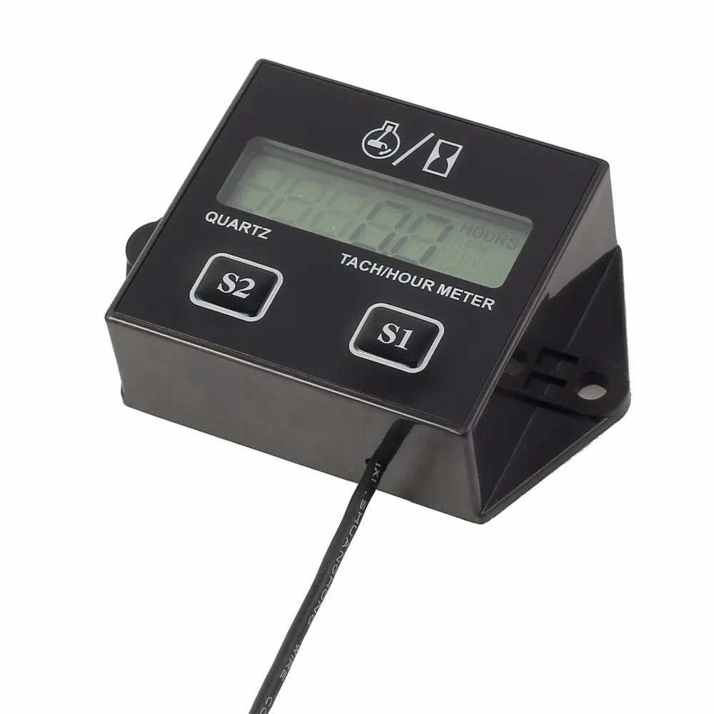 Justech ЖК цифровой двигатель Тахометр тач счетчик моточасов с проволокой для