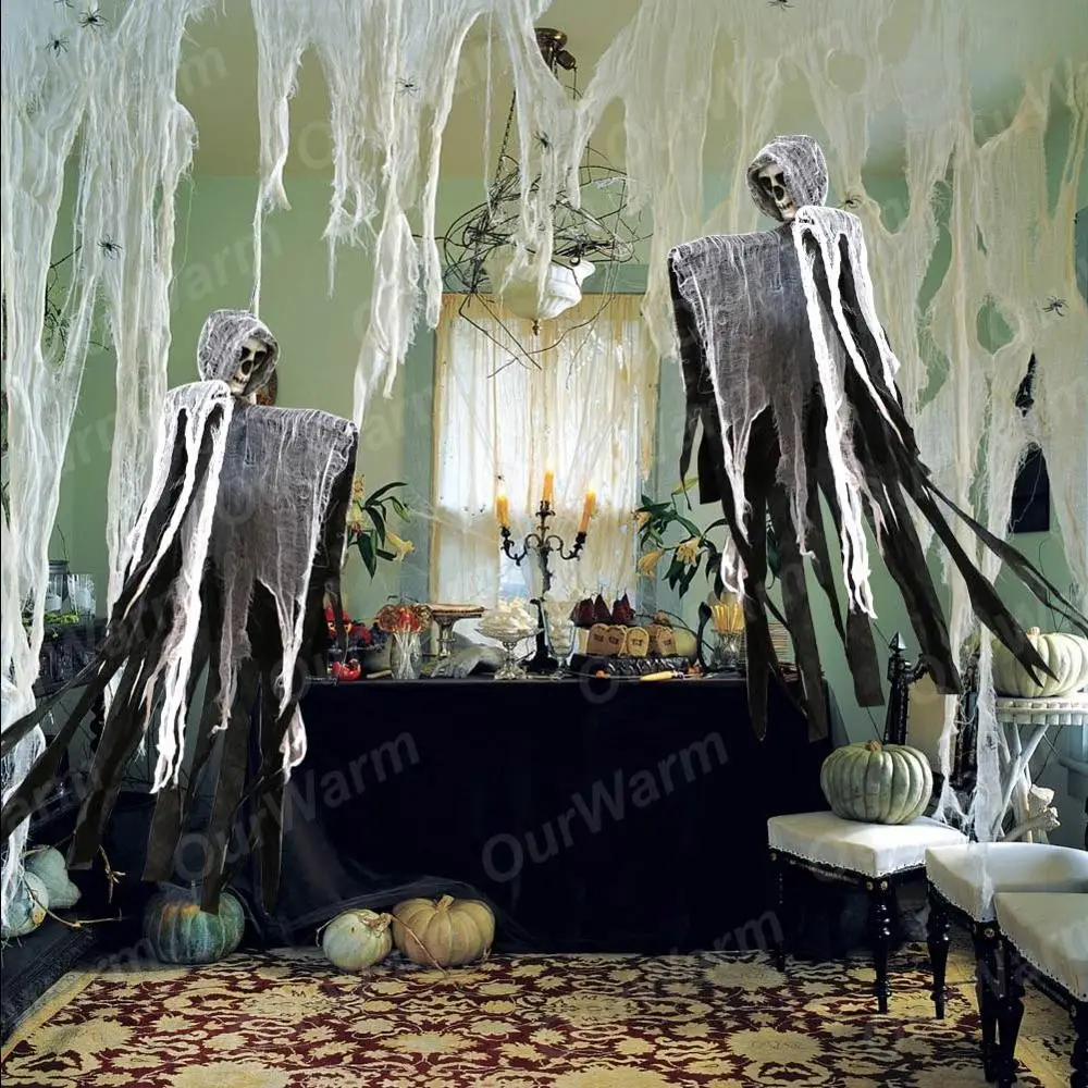 

OurWarm Hanging Grim Reaper Halloween Hanging Ghost Decorations Horror Haunted House Props Skull Devil 100cm*60cm