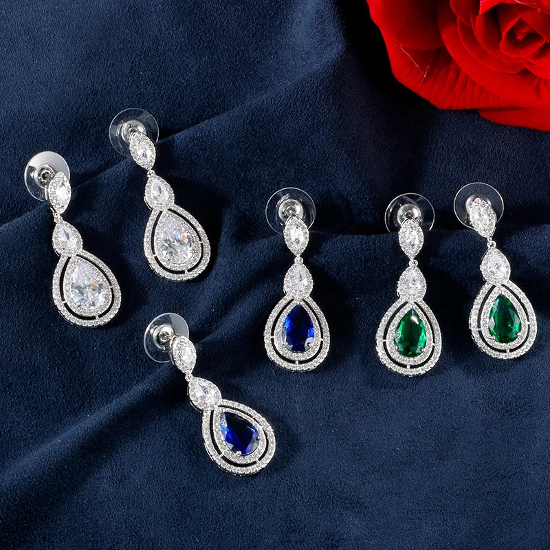

Luxury Noble Water Drop Earring Cubic Zircon Charm Jewelry For Women Enagament Wedding Dressing