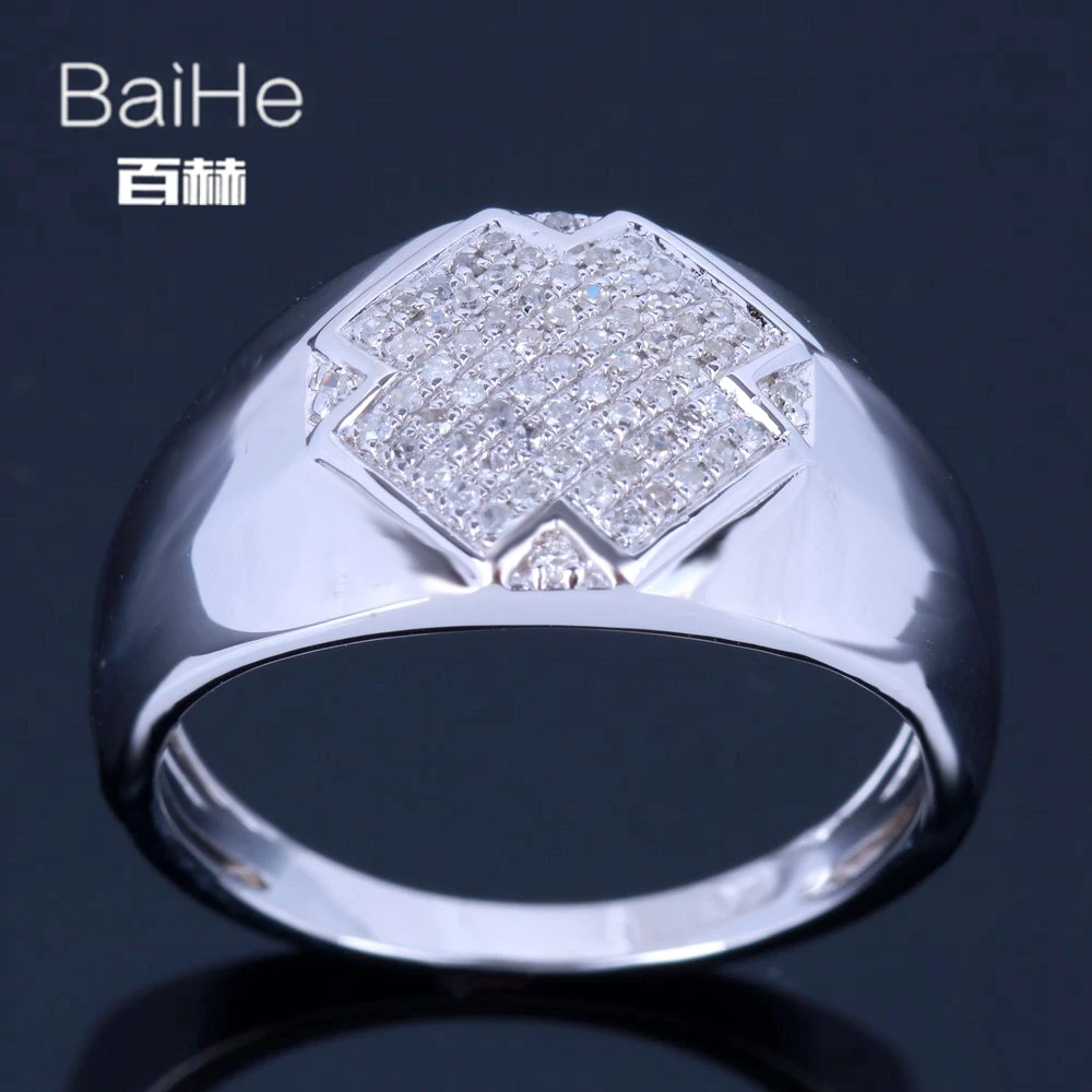 BAIHE подлинной стерлингового серебра 925 0.3CT H/SI круглая огранка Природные Алмазы