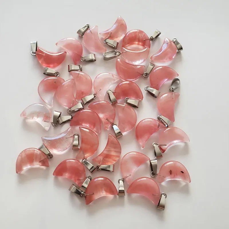 watermelon red 50 шт./партия высококачественный отобранный натуральный камень форма Полумесяца Подвески для изготовления ювелирных изделий DIY бесплатно - Окраска металла: watermelon red