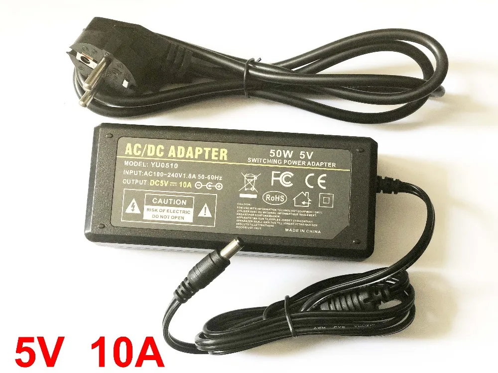 Высокая qualitydc 5 V 10A светодиодный Питание для WS2812B WS2811 LPD8806 WS2801 Светодиодные ленты света, Великобритания, США, ЕС, штепсельная вилка австралийского стандарта