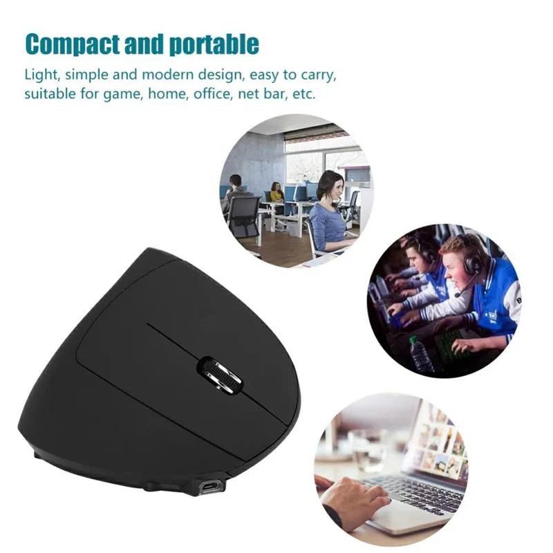 Basix перезаряжаемая беспроводная мышь 2 4 ГГц Вертикальная игровая 1600 точек/дюйм