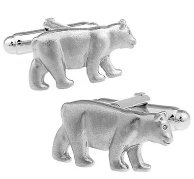 

Men Jewellery Grizzlies Cufflinks Wholesale&retail Silver Color Copper Animal Bear Design Best Gift For Men