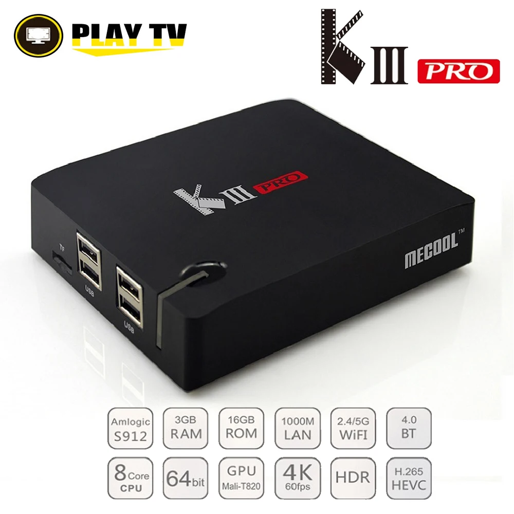 MECOOL KIII PRO DVB-S2 DVB-T2 DVB-C Android 7 1 ТВ Box Amlogic S912 Восьмиядерный 64bit 4 К комбо K3 Pro медиаплеера