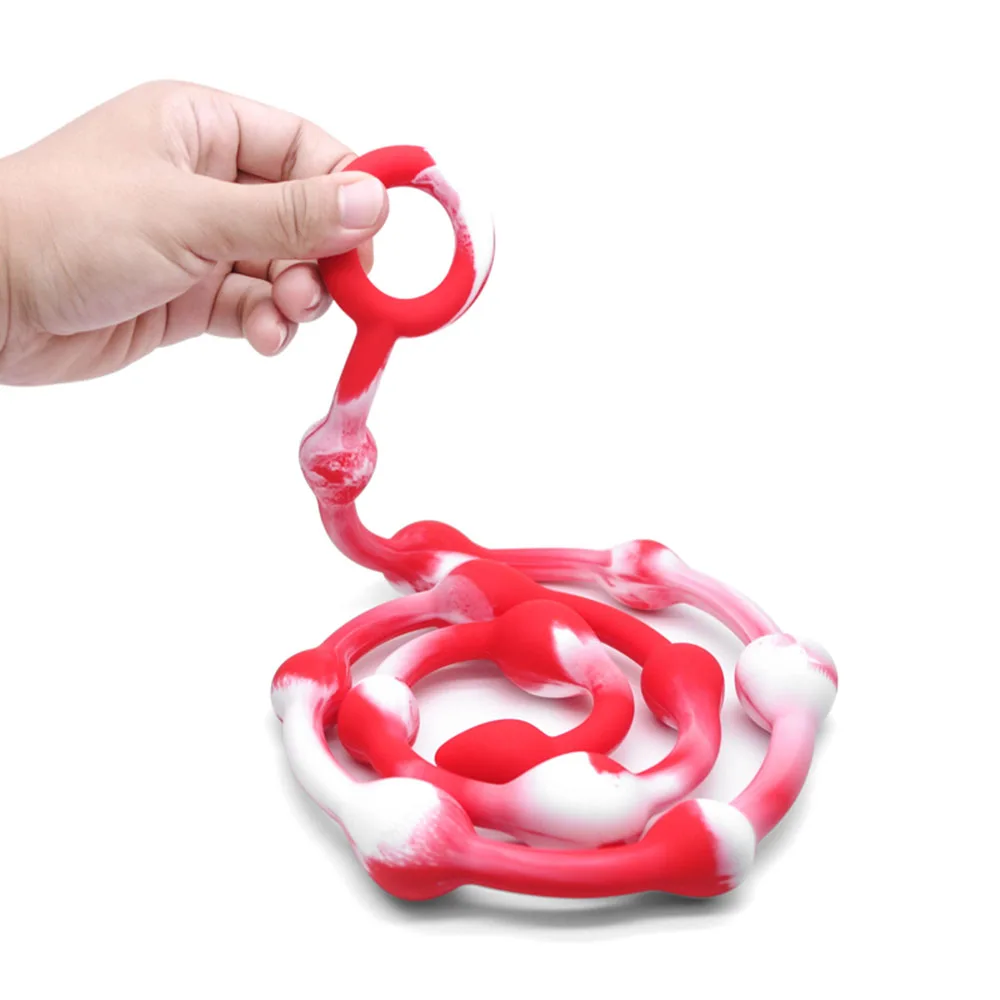 100cm Anal Butt Plug Silicone Beads Long with Safe Pull Ring Dilatator Ball Ass Massage Anaal Buttplug | Красота и здоровье