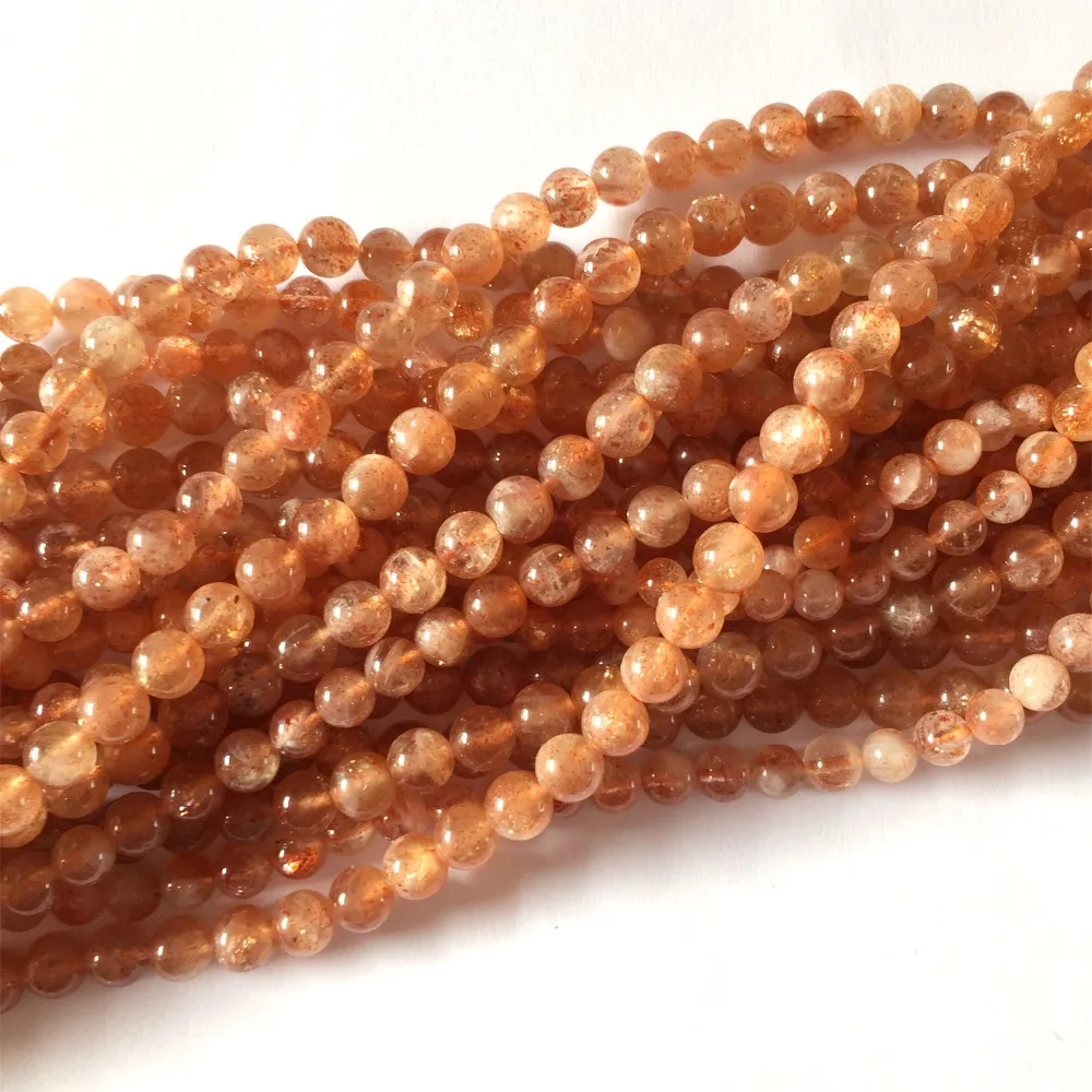 Настоящий натуральный прозрачный оранжевый золотой Sanidine Sunstone Круглый свободный DIY ожерелье или браслеты бусины 1" 05944