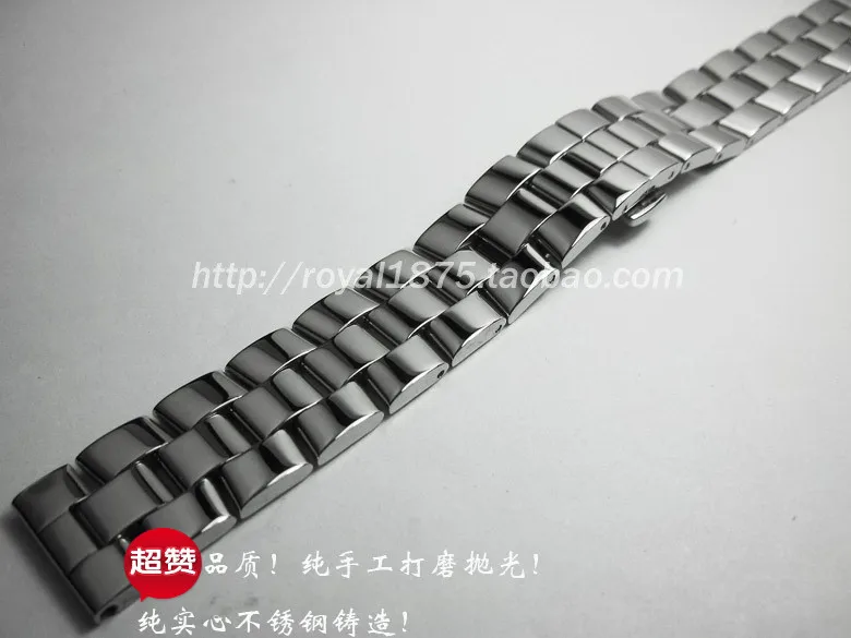 High quality butterfly buckle polished solid 304 stainless steel 18mm 20mm 22mm 24mm steel belt steel bracelet For brand strap