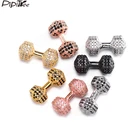 Камни Pipitree бусины в виде гантелей из черного циркония, для изготовления ювелирных изделий, медный, вакуумный, золотого цвета, подходит для браслета бусины-спейсеры для самостоятельного изготовления