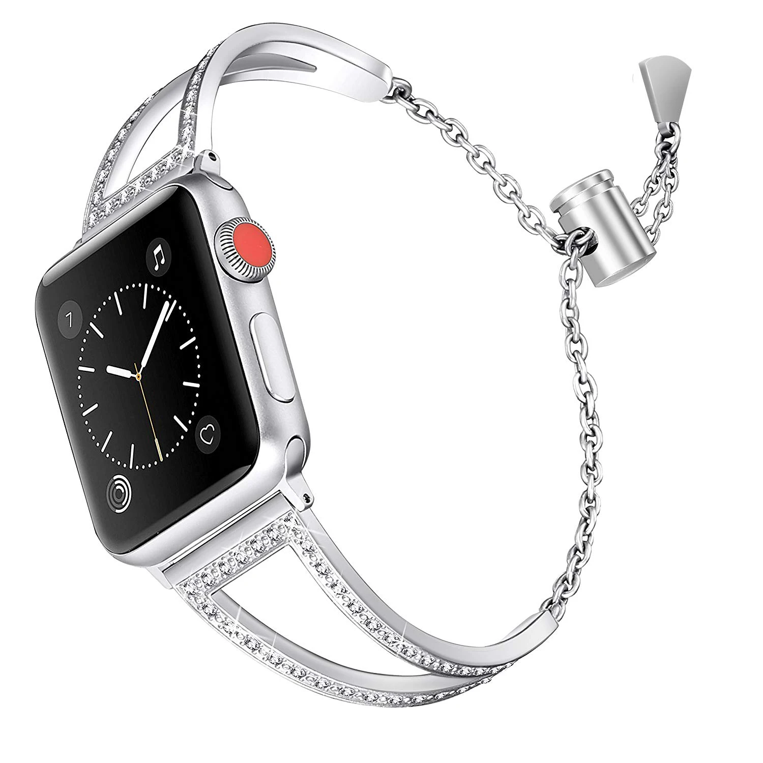 JANSIN бриллиантовые ремешки для часов Apple watch 38 мм 42 мм 40 мм 44 мм iwatch ремешок серии 5 4 3 2 1 ремешок из нержавеющей стали женский браслет - Цвет ремешка: silver