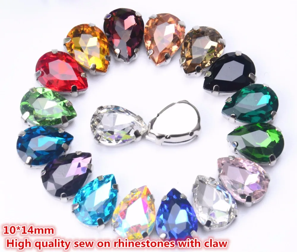 10X14Mm слеза Форма с украшением в виде кристаллов со стеклянными алмазами 20