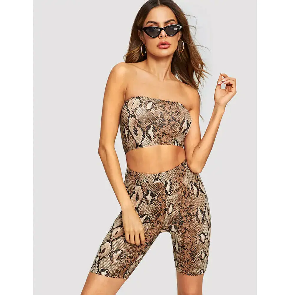 Летние женские комплекты укороченный топ + шорты комплект из двух предметов