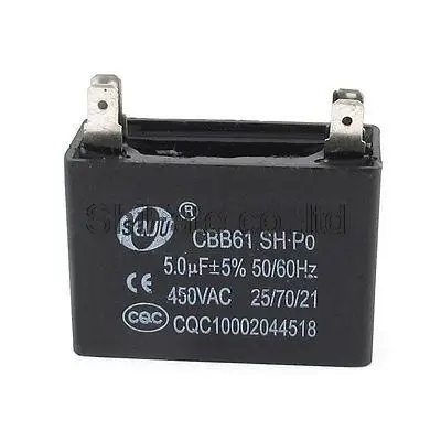 

CBB61 AC 450V 5uF 4 Soldered Terminal Rectangular Ceiling Fan Capacitor
