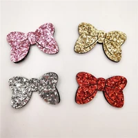 sew on mix color 20pcs glitter bowknot patches for clothes 5x3cm rabbit head shape scrapbooking accessories