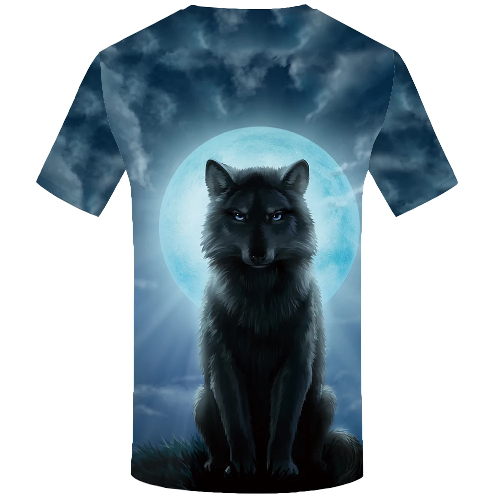 Мужская футболка KYKU с 3d принтом в виде волка и Луны|men tees|tees brands3d t shirt animals |