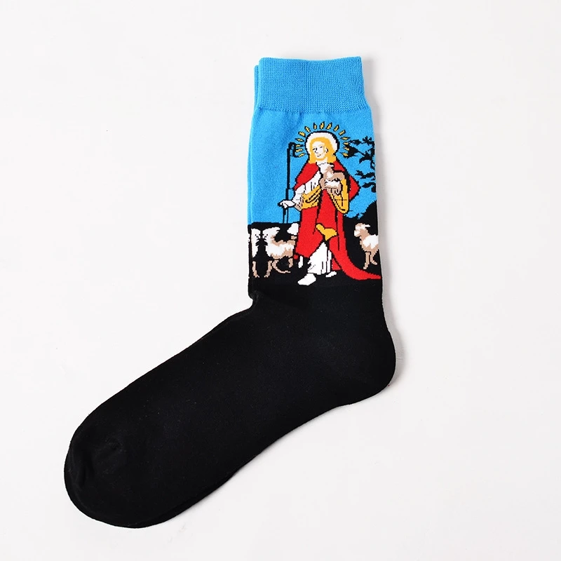 Новинка, мужские хлопковые модные носки, счастливый дизайнер, Calcetines Meias Art Sox, сигарета, стеклянные яйца, узор,, осень