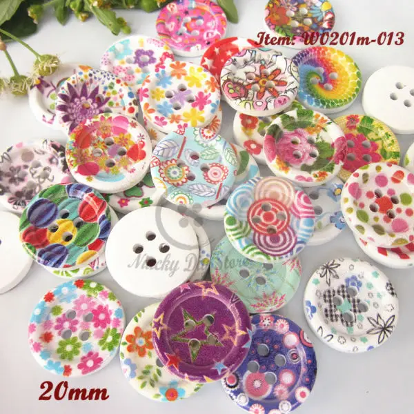 

144 шт., деревянные пуговицы с 4 отверстиями, 20 мм