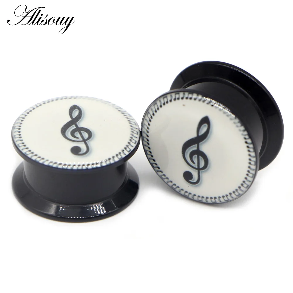 EM0294 Music Note Alisouy, 2 шт, акриловые беруши и тоннели пирсинг для уха, серьги с винтовым наконечником, тоннель для ушей, растяжки, ювелирные изделия для тела - Окраска металла: EM0294 Music Note