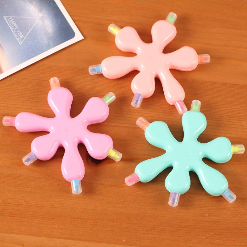 6 colours kawaii shape highlighter pen Mini fluo markers Stationery office School supplies kids student DIY coloured | Канцтовары для