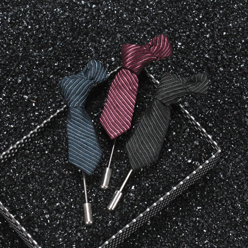Mdiger Брошь булавка Мужская отворот в форме галстука полоску брошь для Декор