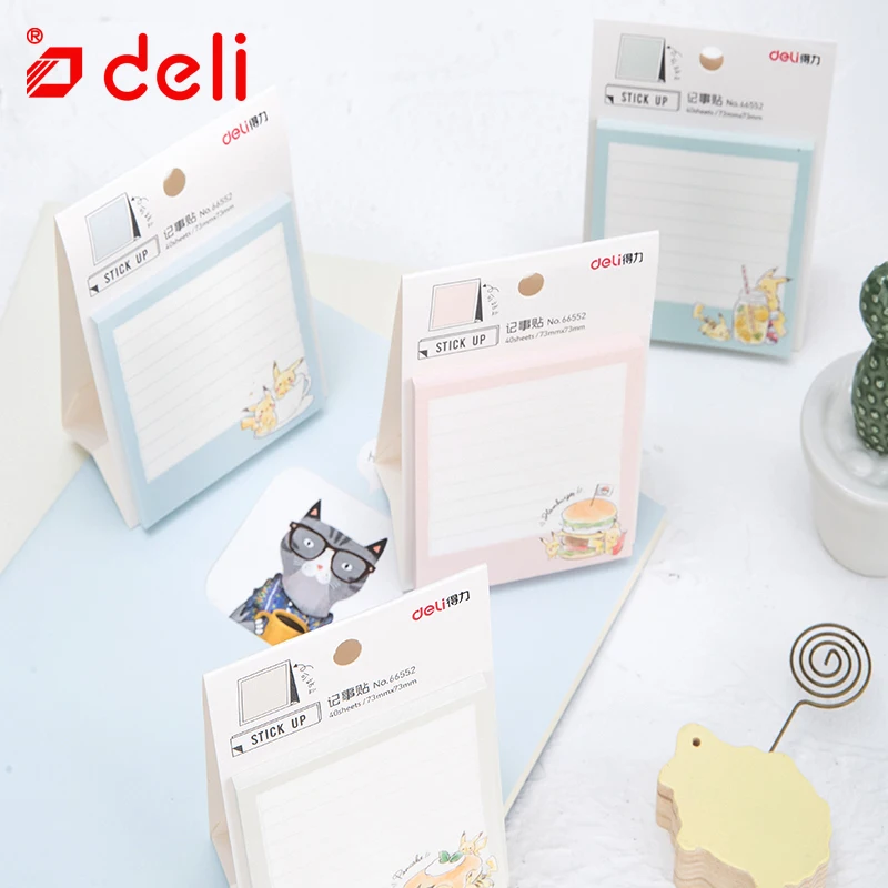 Deli Pikachu наклейки милый блокнот бумажный узор для студентов канцелярские