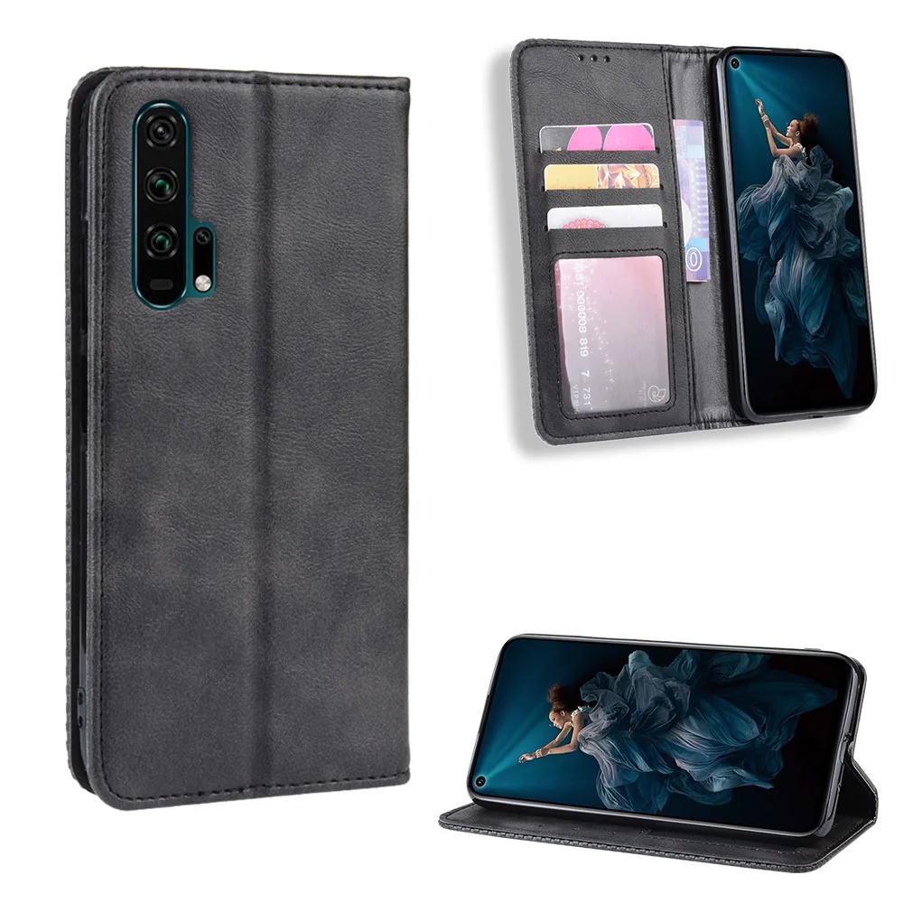 Роскошный тонкий кожаный флип-чехол в стиле ретро для huawei Honor 20 Pro, чехол YAL-L41, кошелек, подставка для карт, Магнитный чехол-книжка, чехол для телефона