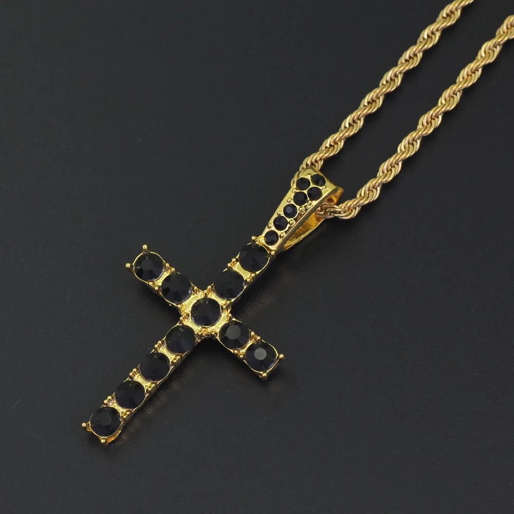 N698 gold black Распродажа 26 стилей хип-хоп крест Иисуса кулон ожерелье ювелирные изделия для мужчин ICED OUT BLING N07 - Окраска металла: N698 gold black