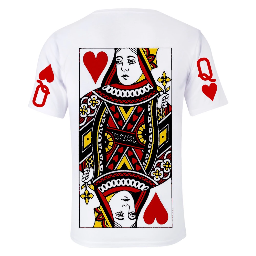 Rholycrown Short Slevee 3D Poker T-Shirt Fashion Hip Hop Men/Women Tops Print Red Heart Q Tees Summer Casual Clothes | Мужская одежда