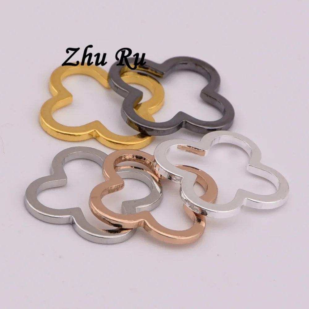 10 шт. ZHU RU 15*13 мм полые клеверные медные катушки листья Четыре лепестки цветок