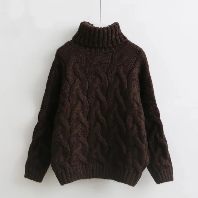 Wixra Women Hot Warm Sweaters Autumn Winter Turtleneck Pullover Casual Solid Oversized Sweater | Женская одежда