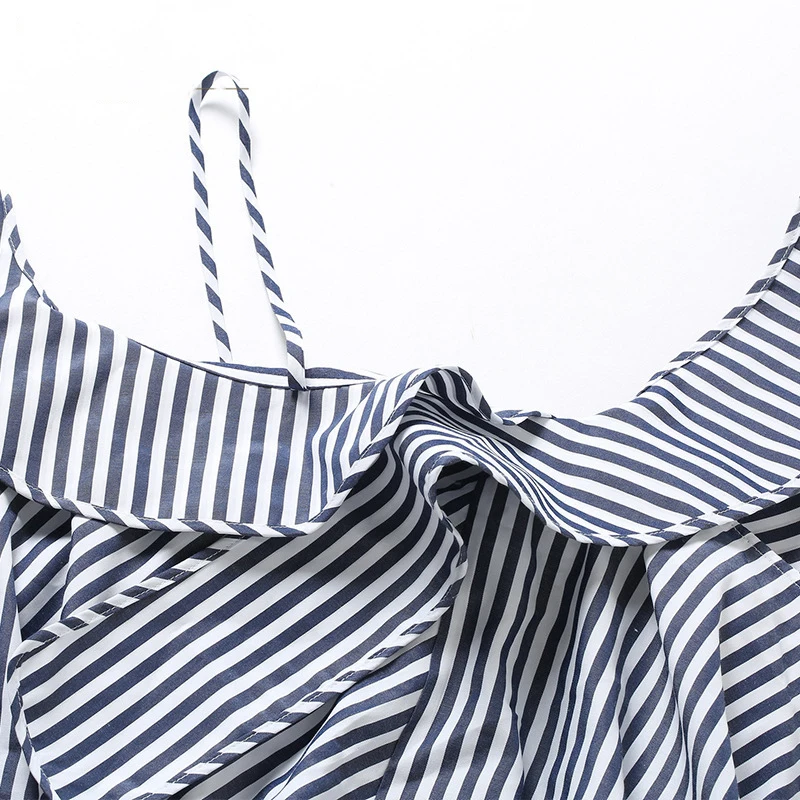 Летнее платье на одно плечо свободное Полосатое Платье с принтом винтажное