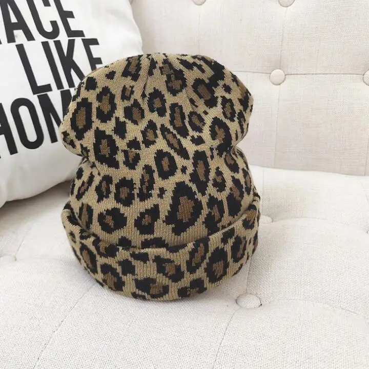 Leopard Зимние женские леопардовые шапки бини, горячая Распродажа, теплые женские шапки, Модные леопардовые вязаные зимние шапки Skulles - Цвет: Leopard