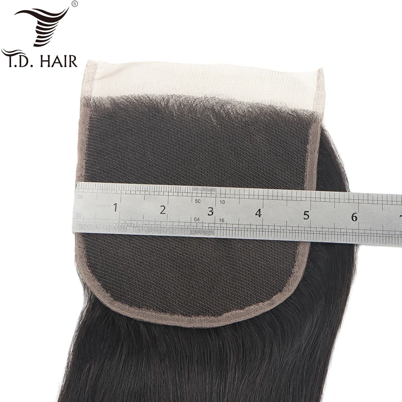 Tdhair перуанские свободные части 5х5 прямое закрытие шнурка для черных женщин 8 20
