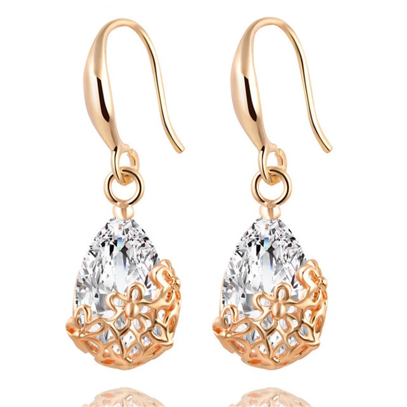 Женские серьги с фианитами IF ME золотистые/Серебристые кристаллами из