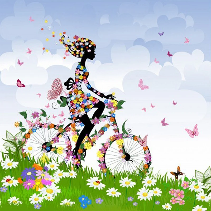 

DIY Diamond Painting Christmas Full Square Rhinestone Diamond Mosaic Flower Bike And Fairy Diamond Embroidery Sale Cartoon