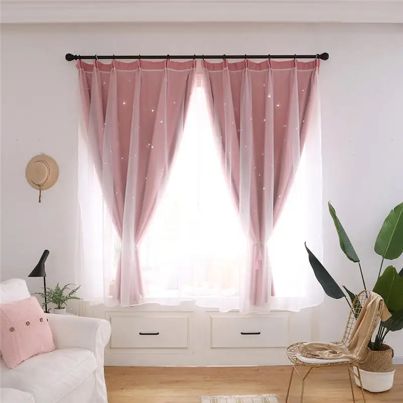Starry Sky Sheer Curtain Window Treatment Voile Drape Valance Double-deck for living room bedroom new and high quality @L | Дом и сад