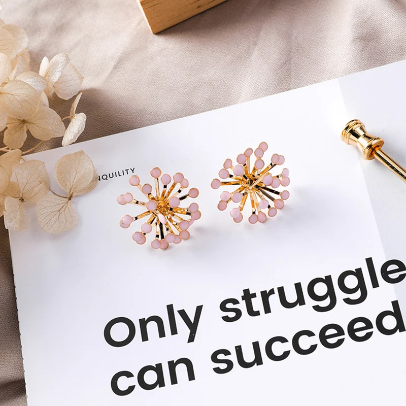 MENGJIQIAO Korean New Fireworks Design Elegant Metal Dorp Oil Stud Earrings For Women Colorful Pendientes Party Jewelry Gifts | Украшения и