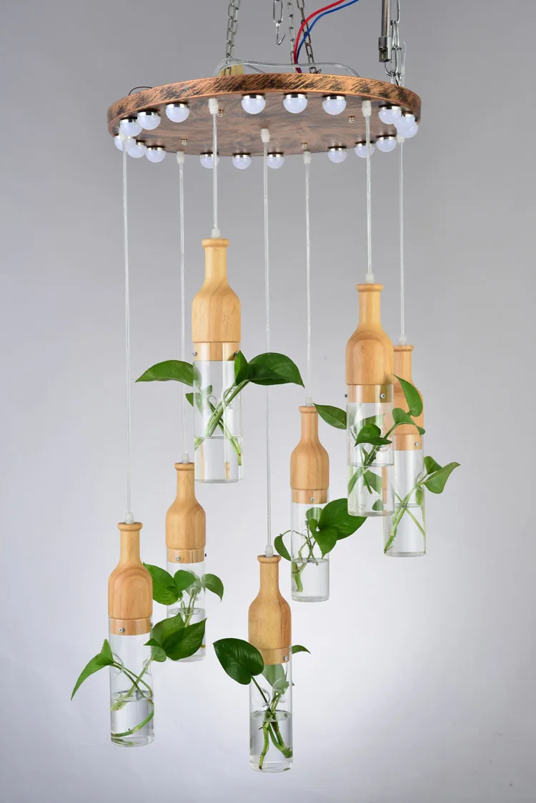 Креативный арт кулон Сделай Сам зеленые растения Led подвесной светильник