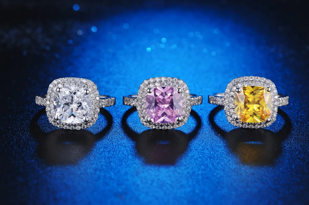 Серебряная подушка из стерлингового серебра обручальное кольцо 3CT NSCD