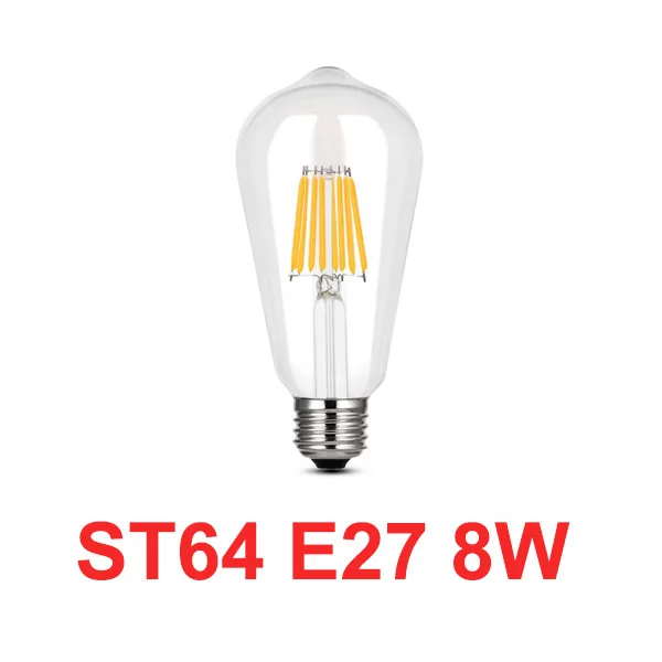 ST64 E27 8W 220 В светодиодный лампочка накаливания E27 ретро лампа Эдисона E14 винтажный Декор ампулы светодиодный светильник лампа ретро лампа замена лампы накаливания - Цвет: ST64 E27 8W