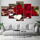 Картина на холсте с принтом, 5 панелей, Красивые розы, декоративная картина, модульные картины на холсте, настенная рама