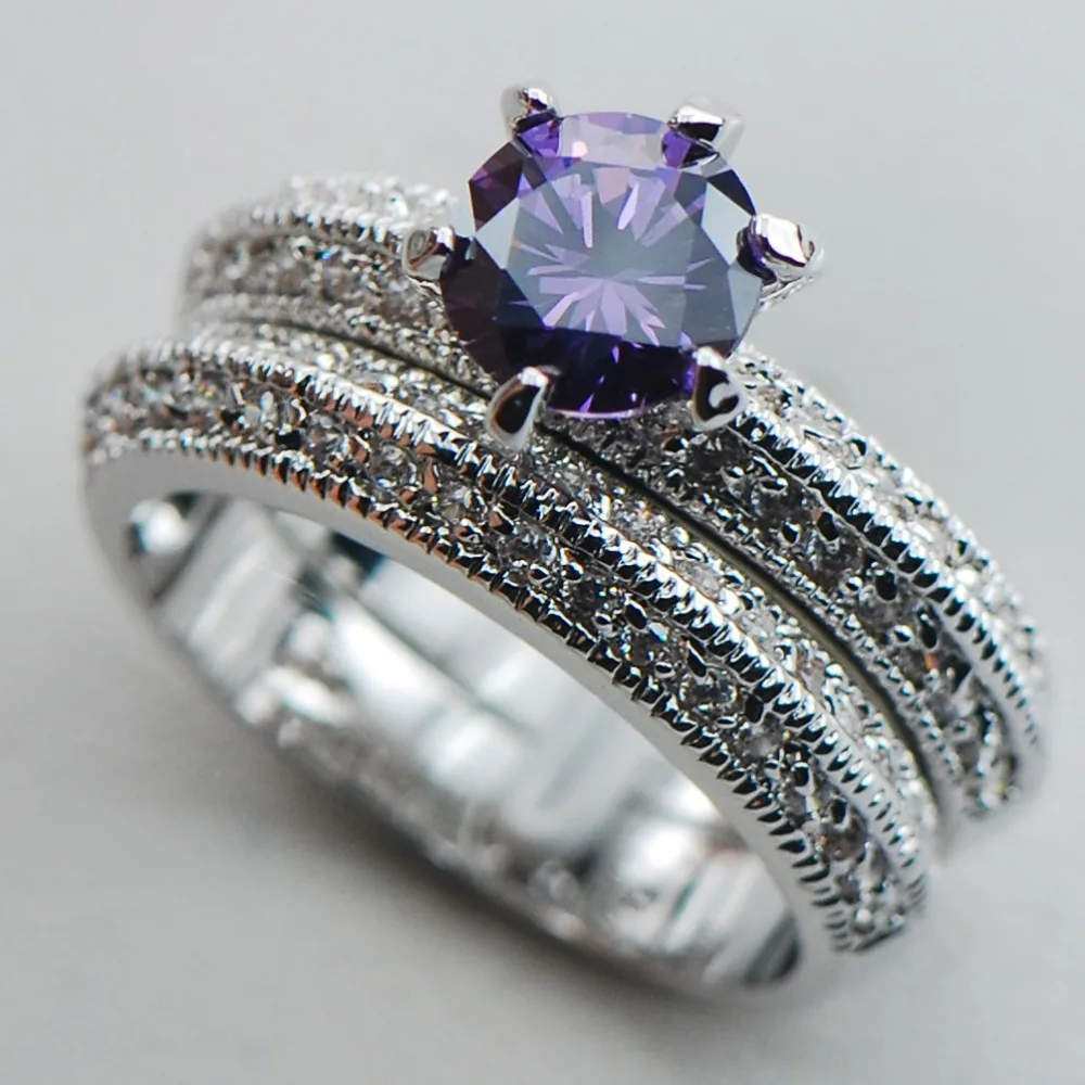 Женское кольцо из серебра 925 пробы с фиолетовым кристаллом|ring size|ring size 6925 sterling silver
