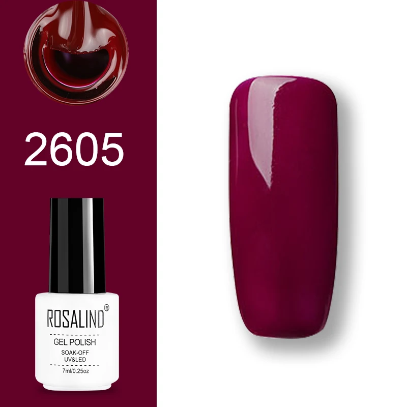 2605 ROSALIND набор гель-лаков UV Vernis полуперманентный праймер верхнее покрытие 7 мл полигель-лак для маникюра - Цвет: 2605